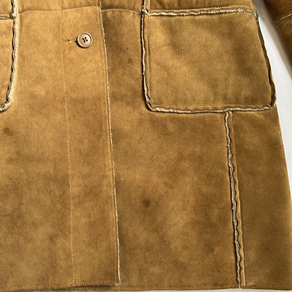Y2K - Gap - Suede & Shearling Winter Hooded Coat- Women’s M - Picture 4 of 6